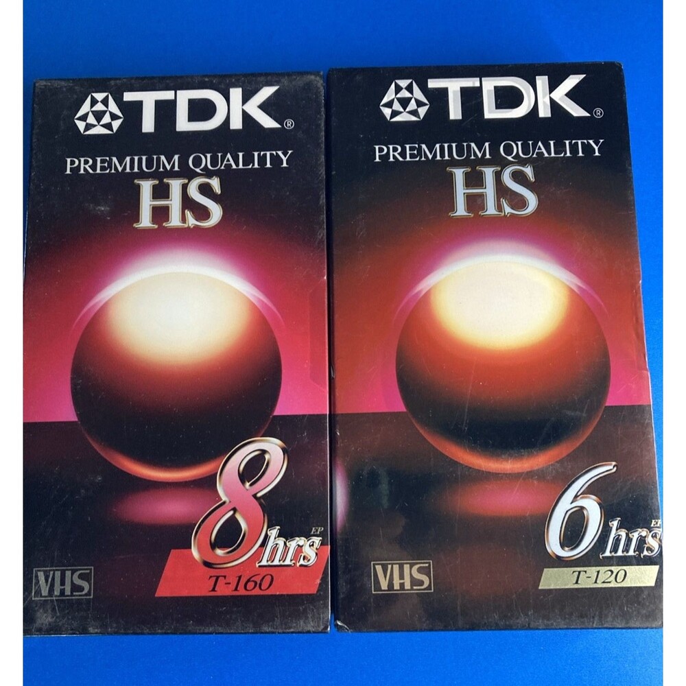 Lot Of 2 TDK Premium Quality HS T160 & T120 Blank VHS Cassette Tapes New Sealed